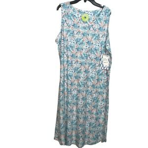 White Orchid Womens Painted Floral Sleeveless Sleep Shirt Large